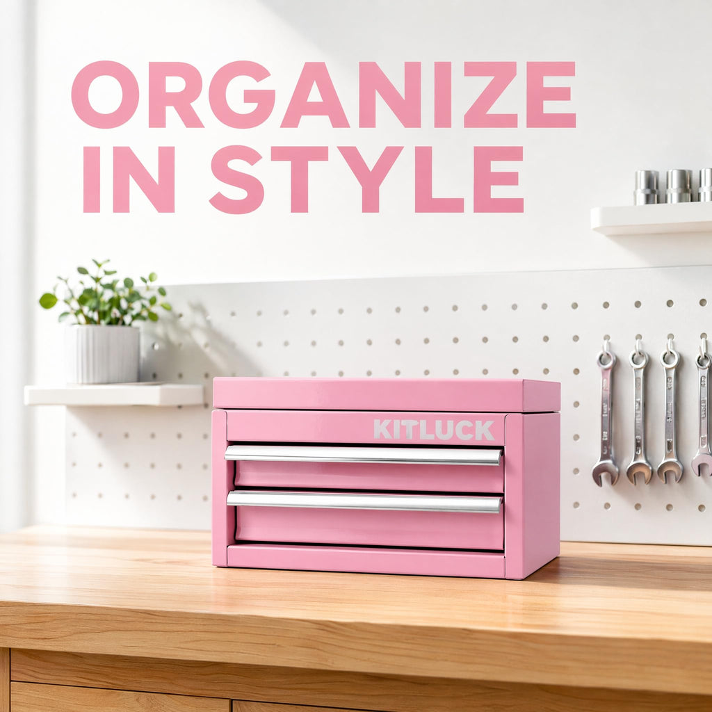 Pink 2-Drawer Metal Tool Box W322