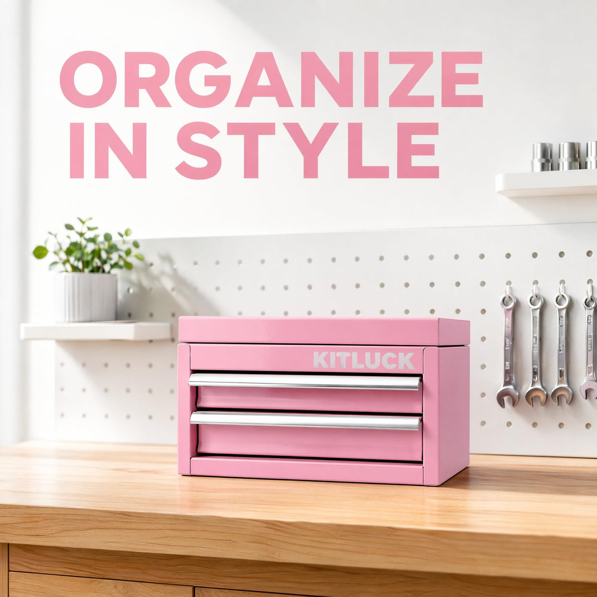 Pink 2-Drawer Metal Tool Box W322