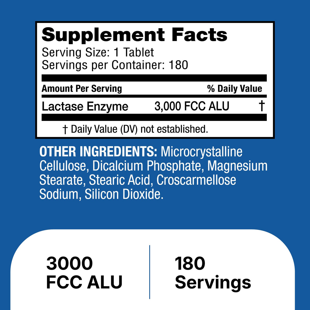 Unflavored Lactase Enzyme Tablets 180 Ct B73510