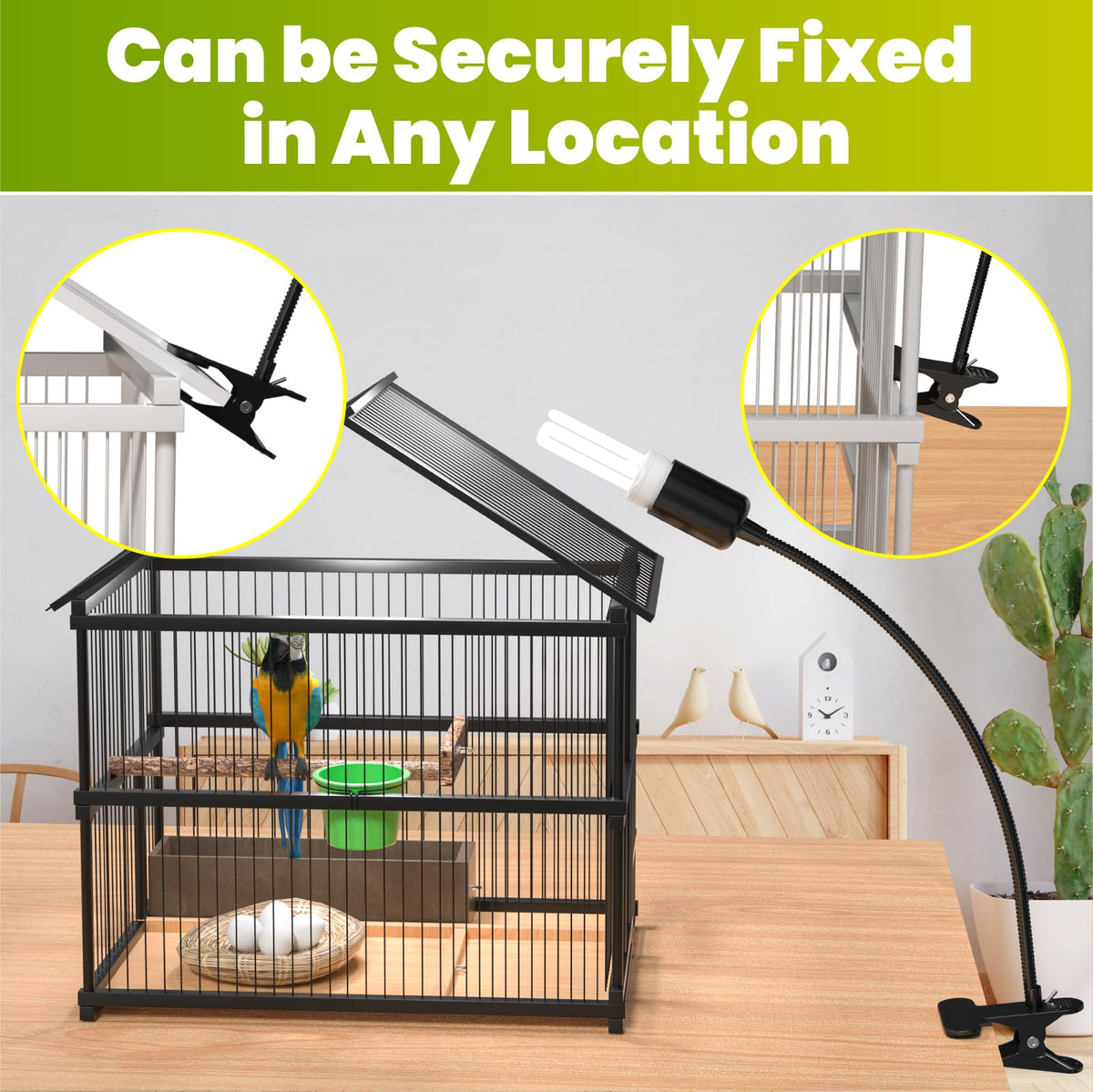 Bird Cage Lighting Combo Kit, Clip Lamp with UVB 2.4 20W Compact Fluorescent Bulb X42880