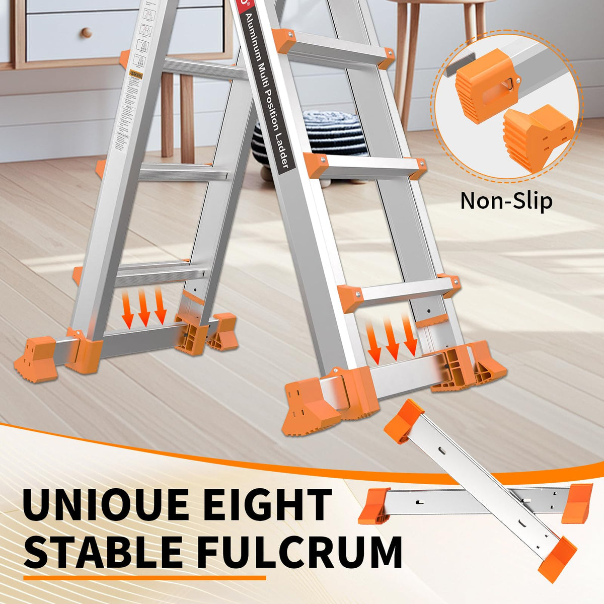 11FT Multi Position Aluminum Folding Ladder with Tool Tray V57317
