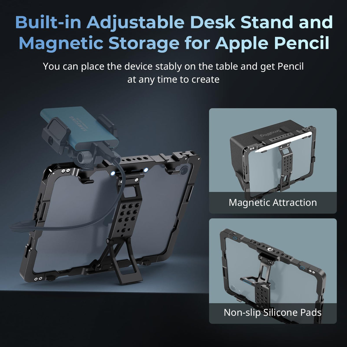 Metal iPad mini 6 Tripod Mount Adapter with Cold Shoe Mount Q11928
