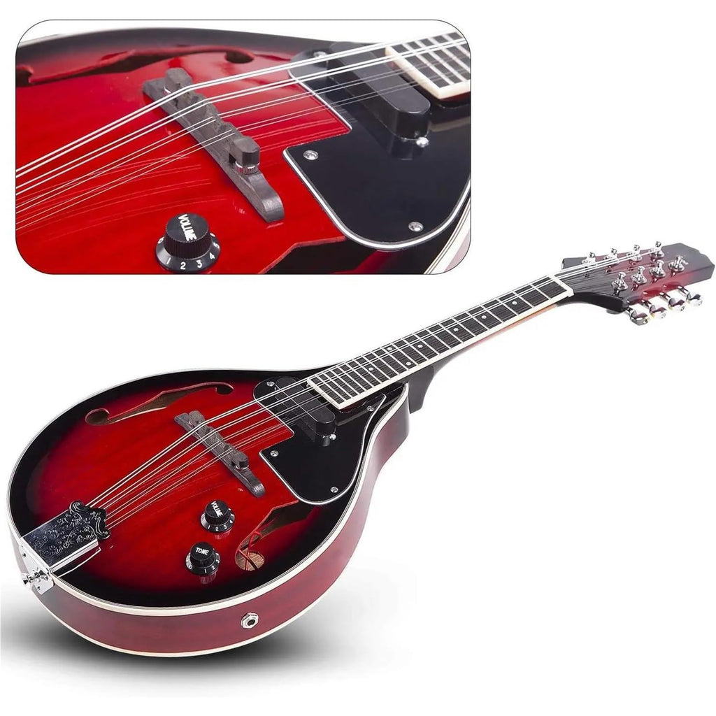 Red Sunburst Mahogany Wood A Style Acoustic Electric Mandolin N3961