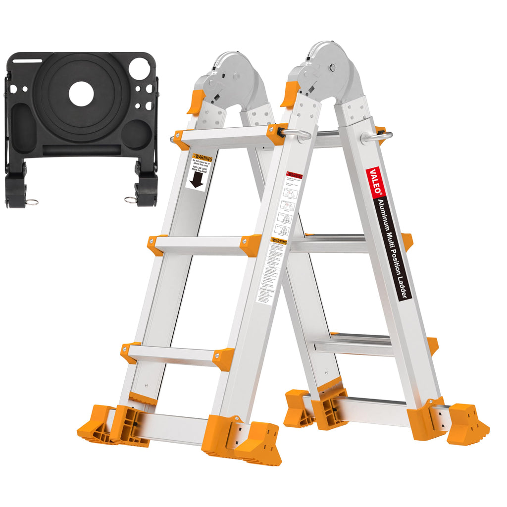 11FT Multi Position Aluminum Folding Ladder with Tool Tray V57317
