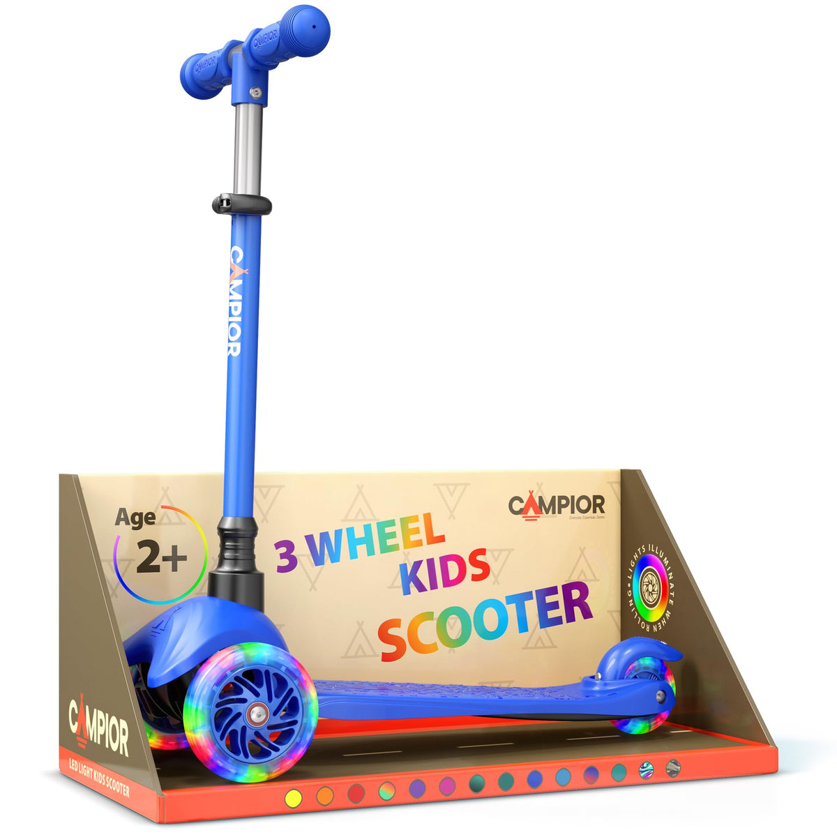 Blue Mini 3 Wheel Scooter with LED Light-Up Wheels O840