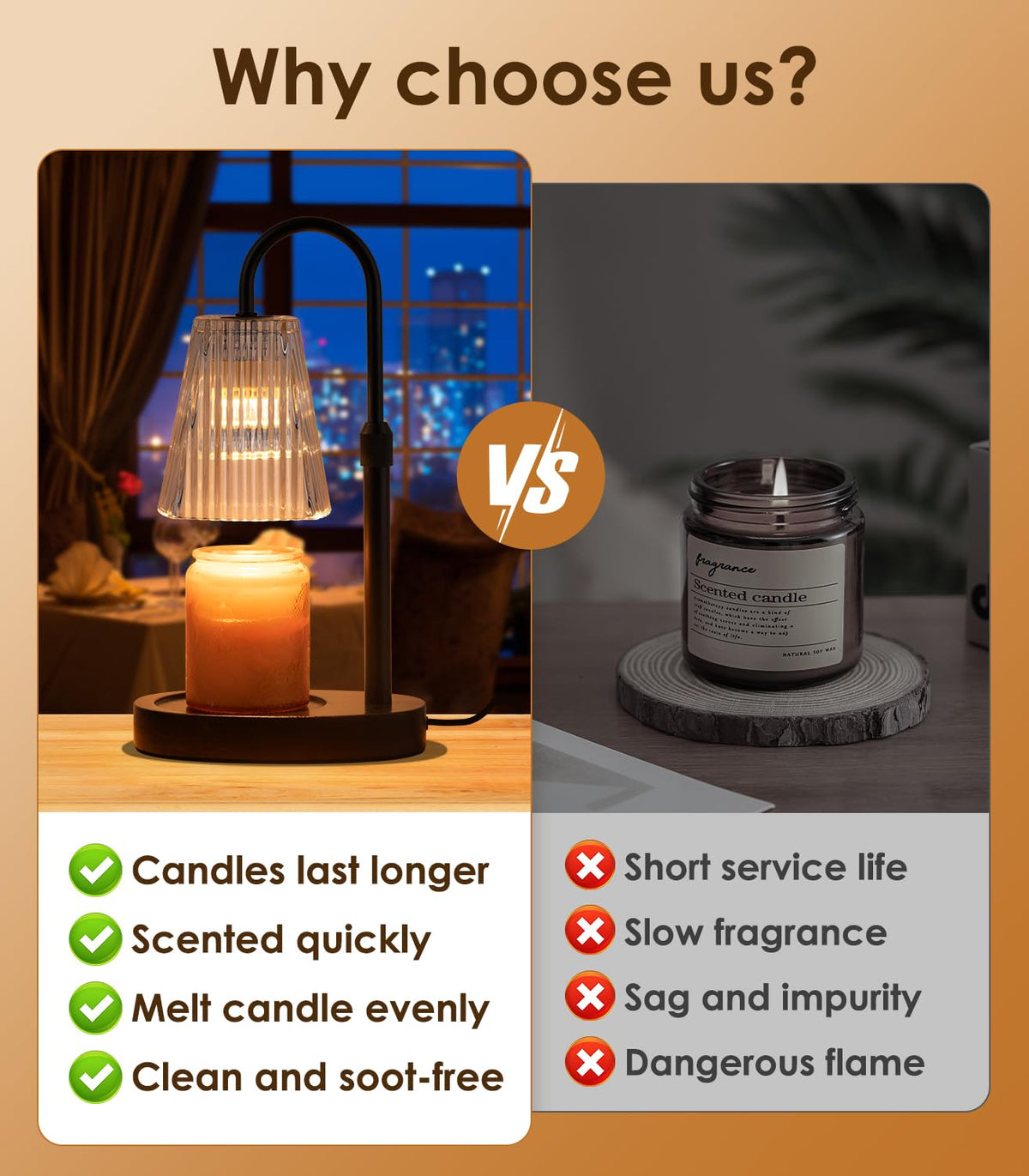 Electric Candle Warmer Lamp with Dimmer Adjustable Height Timer Glass O33098