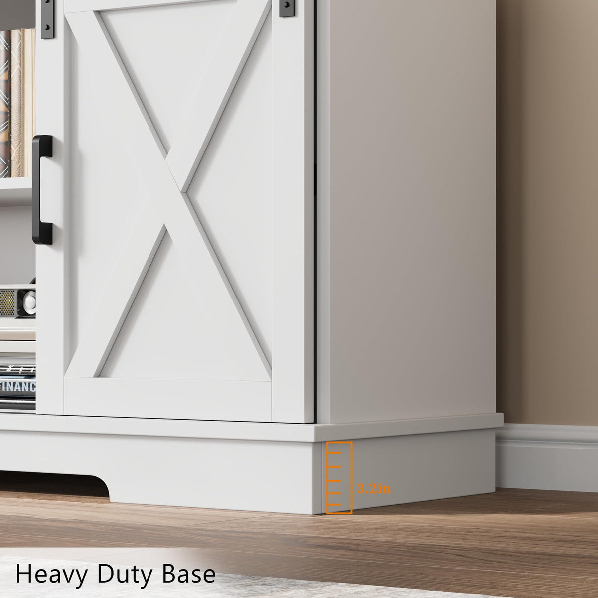 White Farmhouse TV Stand with Sliding Barn Doors and Adjustable Shelf C792498