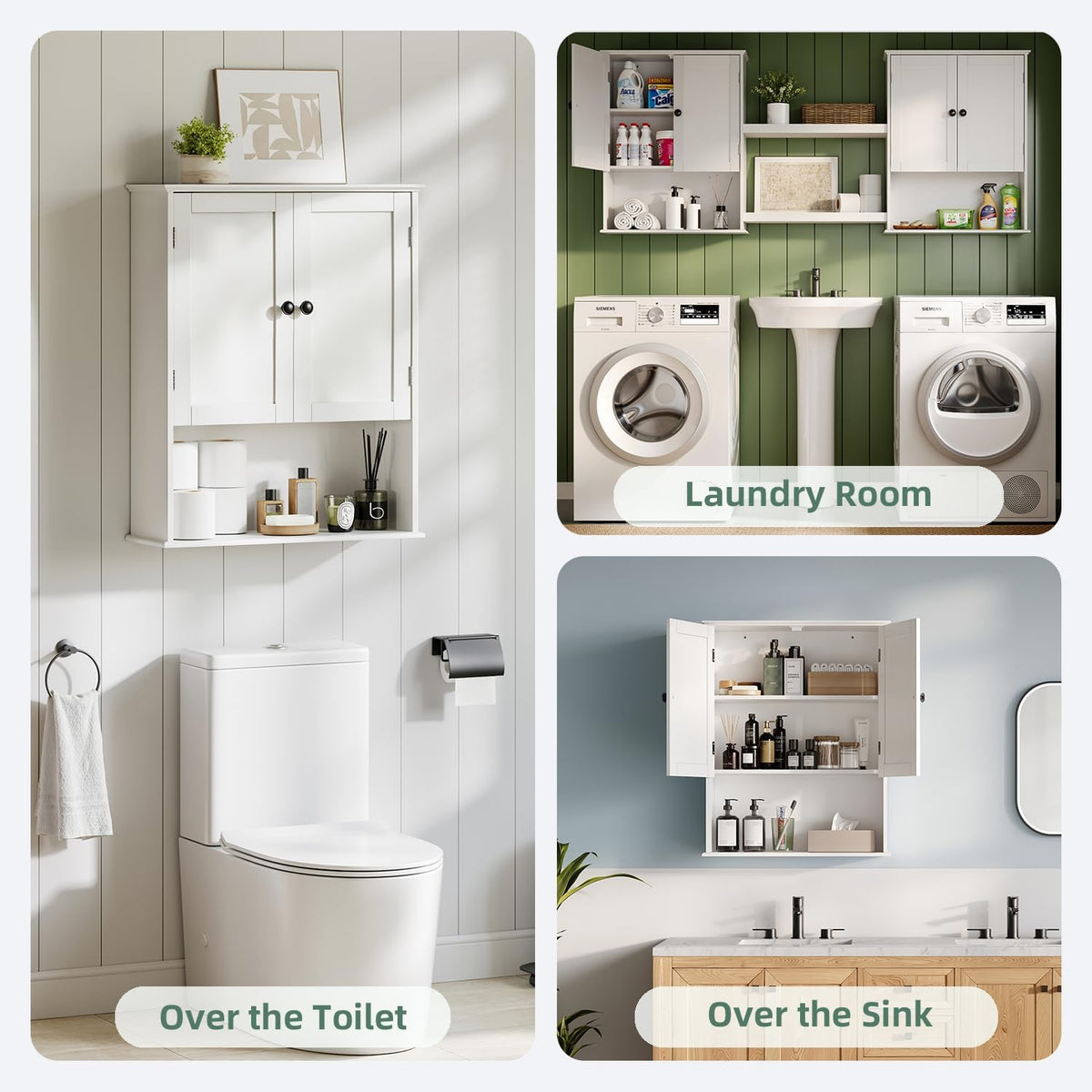 30" x 24" White Wooden Bathroom Wall Cabinet S683937