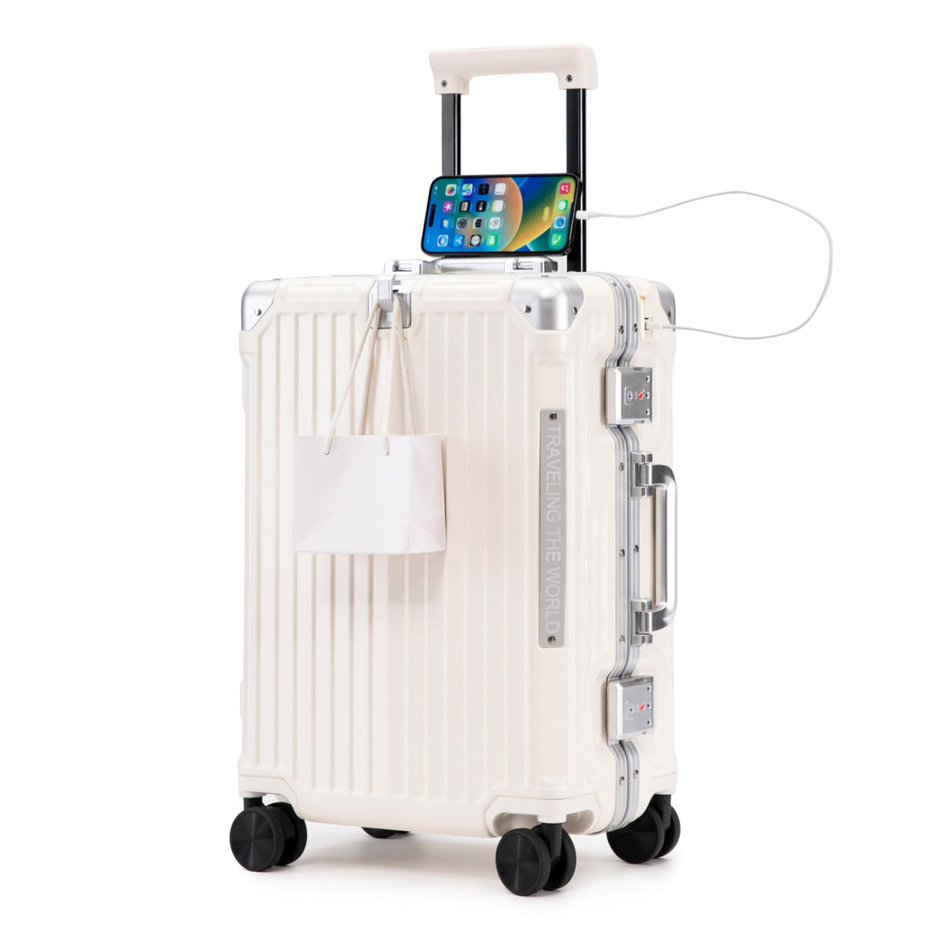 20 In Aluminum Frame ABS Hard Shell Carry On Luggage J1524