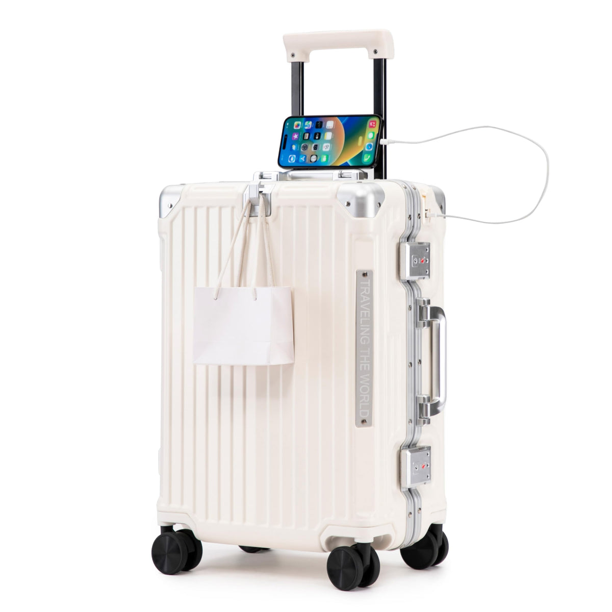 20 In Aluminum Frame ABS Hard Shell Carry On Luggage J1524