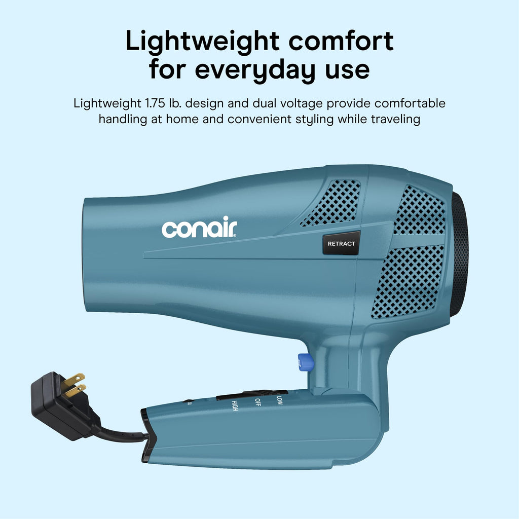 Blue 1875W Dual Voltage Folding Travel Hair Dryer D553975