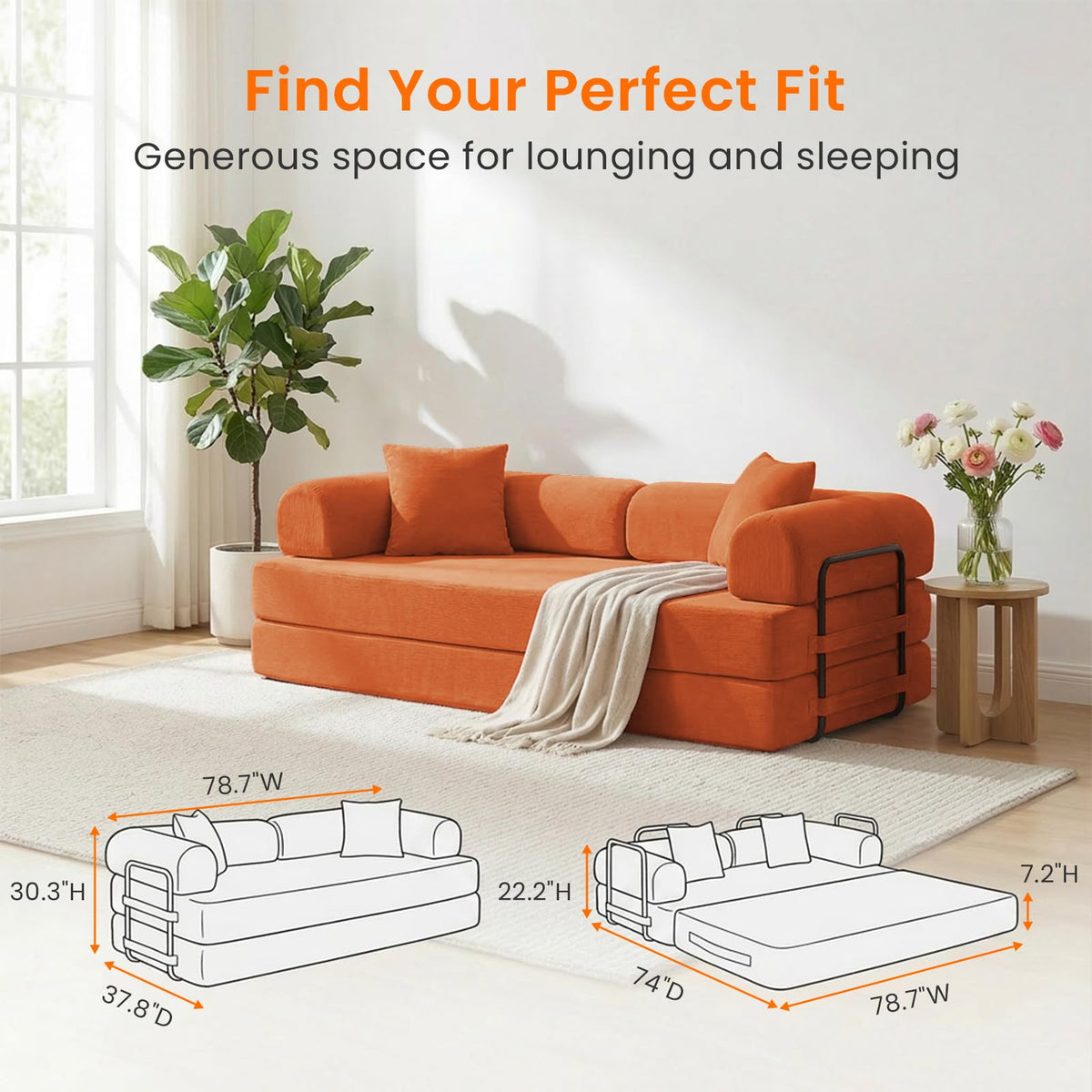 4-in-1 King Convertible Floor Sofa Bed L714