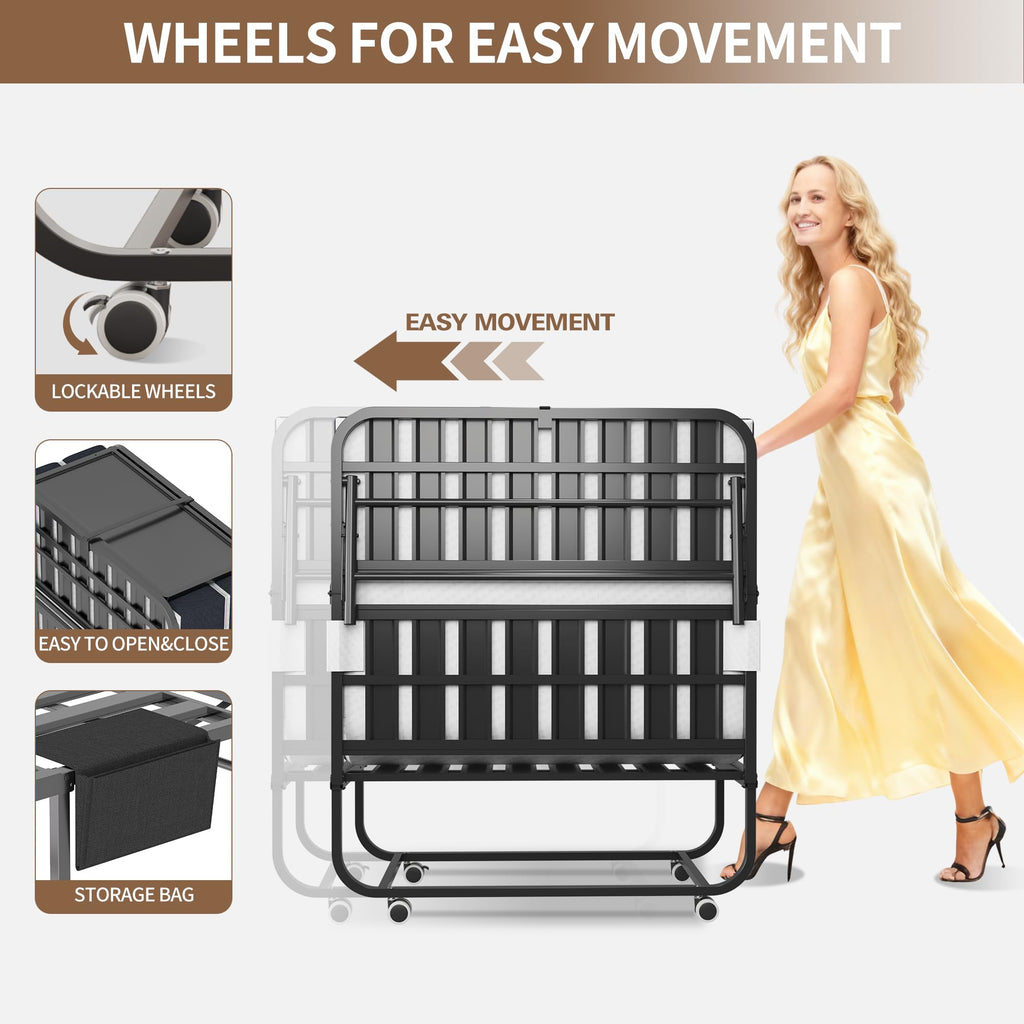 Folding Bed with Mattress & Headboard O443