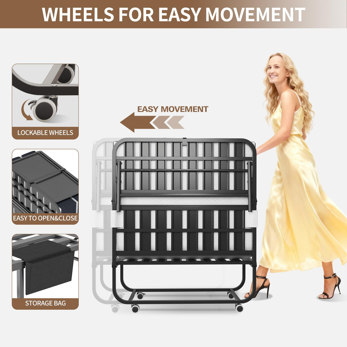 Folding Bed with Mattress & Headboard O443