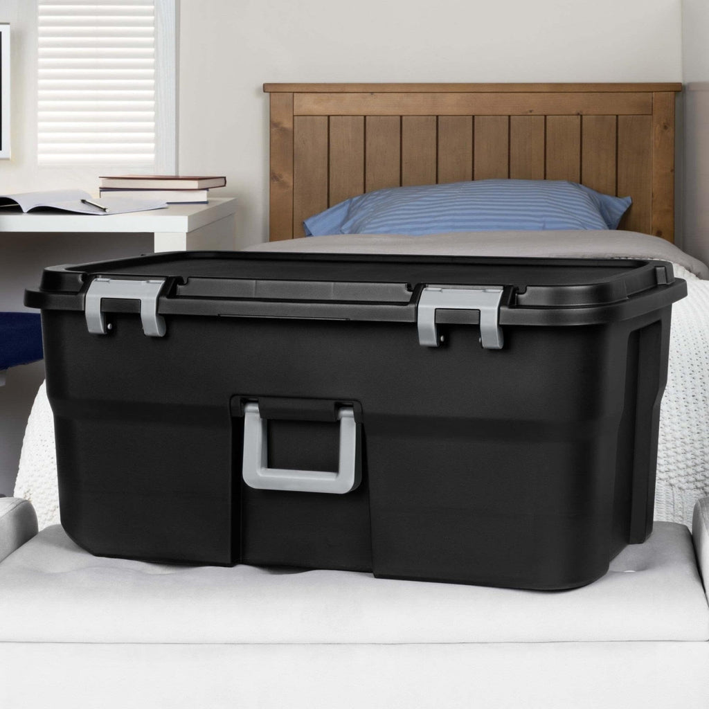 22 Gallon Black Wheeled Plastic Storage Trunk O77298