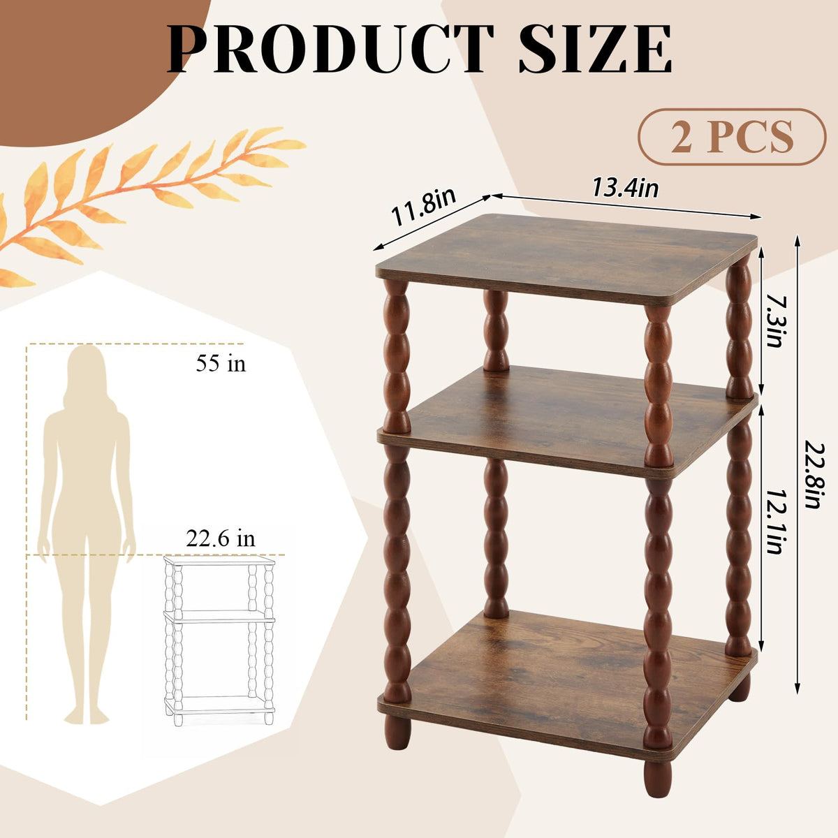 Set of 2 Small 3-tier Square Side Table Z831