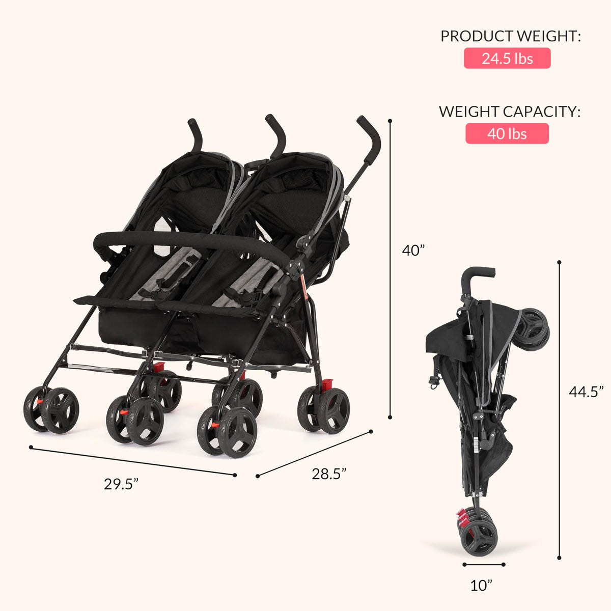 Black Twin Umbrella Toddler Stroller M98705