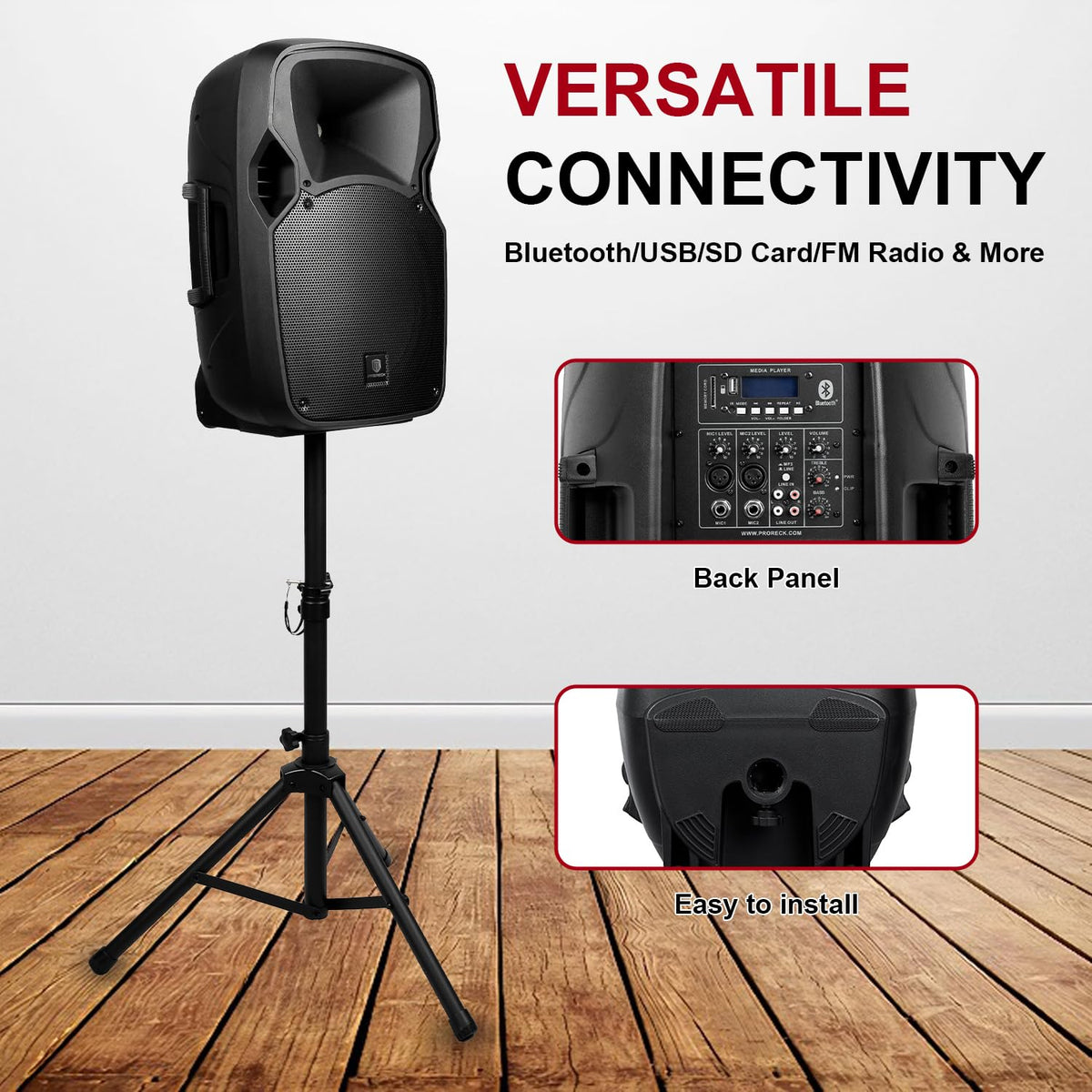 12-Inch 1800W 2-Way Powered PA Speaker System Combo Set with Speaker Stands M562689