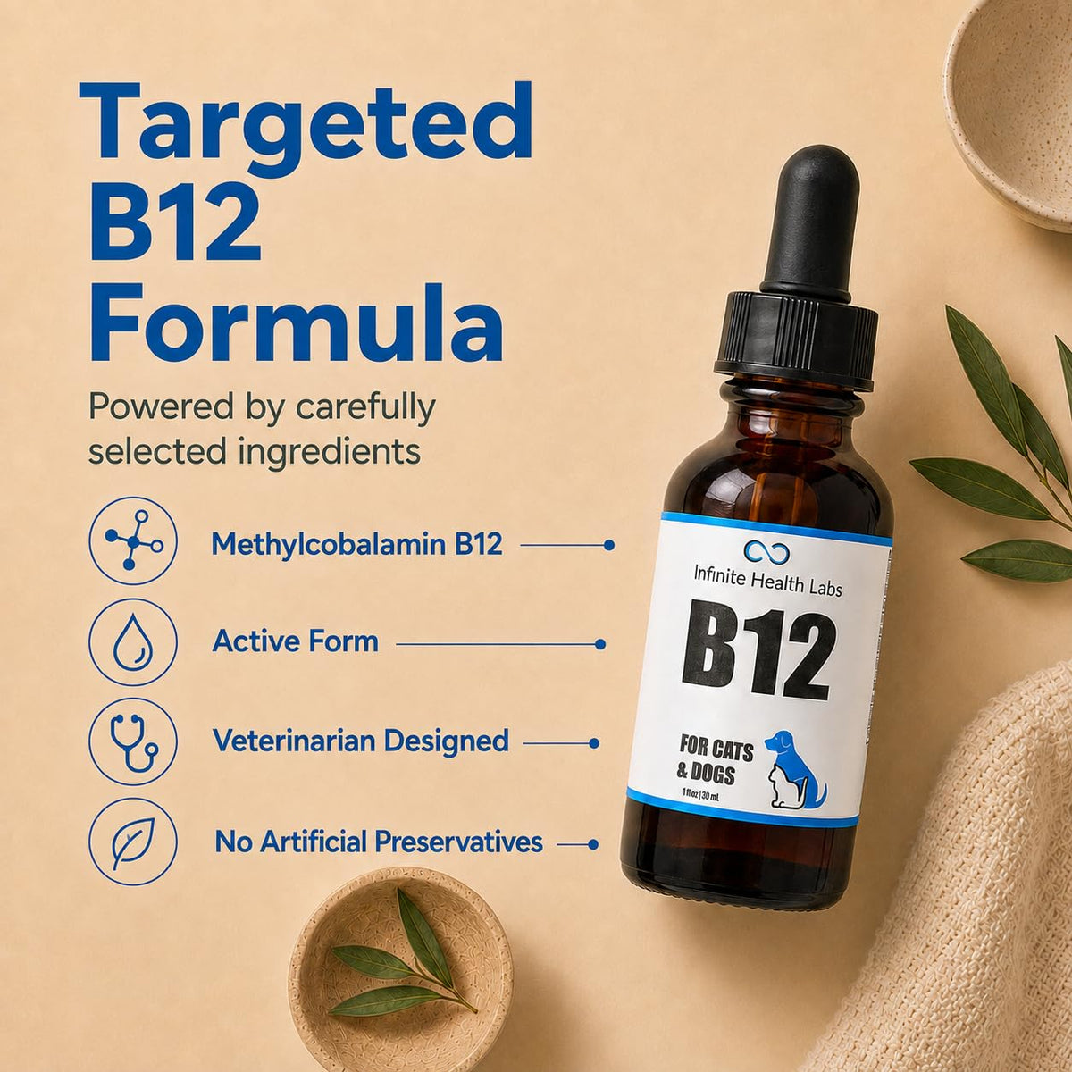 Vitamin B12 for Dogs & Cats, Methylcobalamin, 1 oz N5793