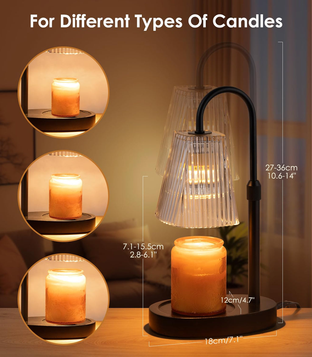 Electric Candle Warmer Lamp with Dimmer Adjustable Height Timer Glass O33098