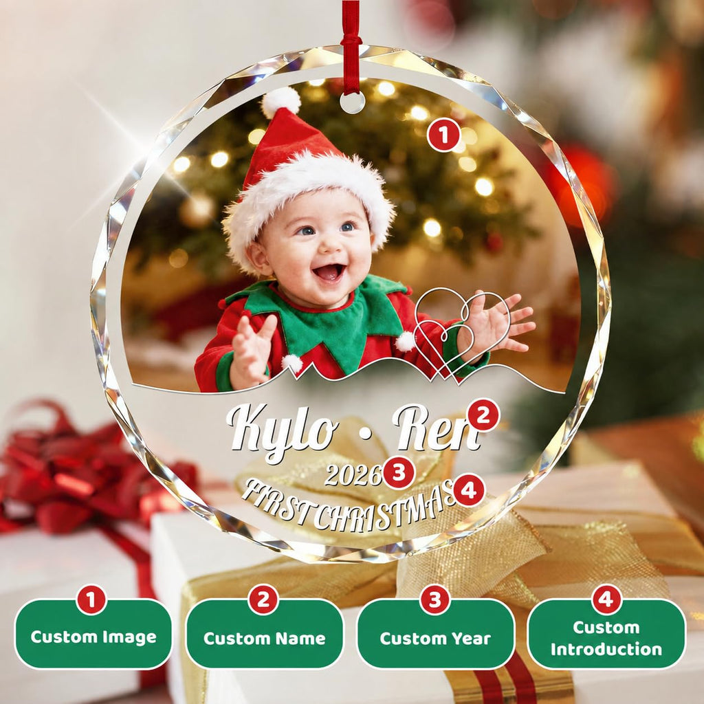 Custom Photo Crystal Glass Christmas Ornament L713968