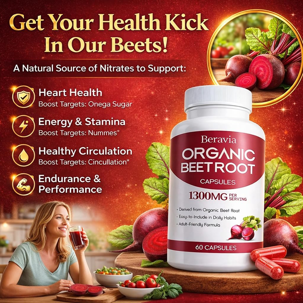 Organic Beet Root Capsules, 1300mg - 60 Capsules Q790