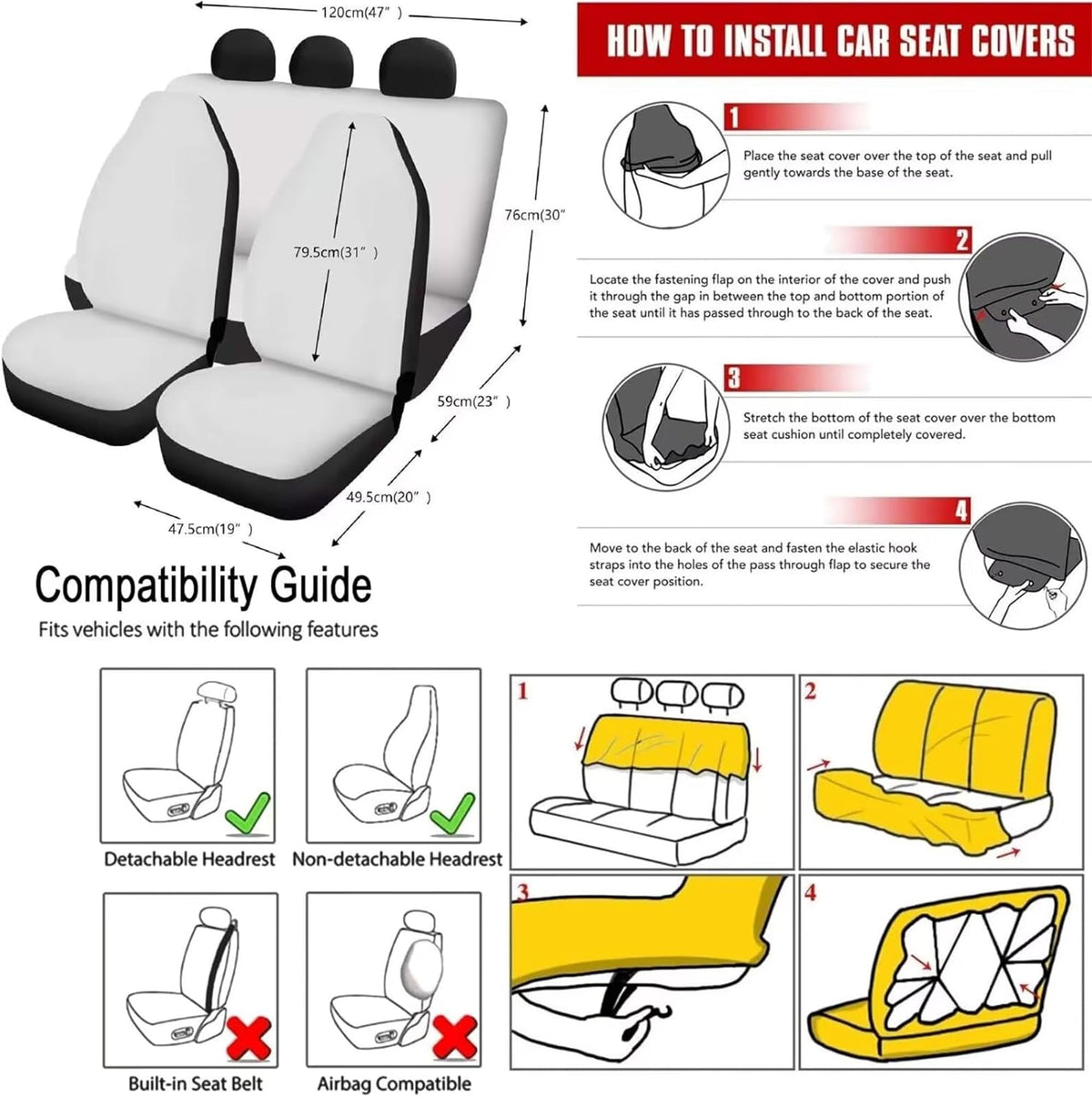 15 Pcs Car Seat Cover Set K62362