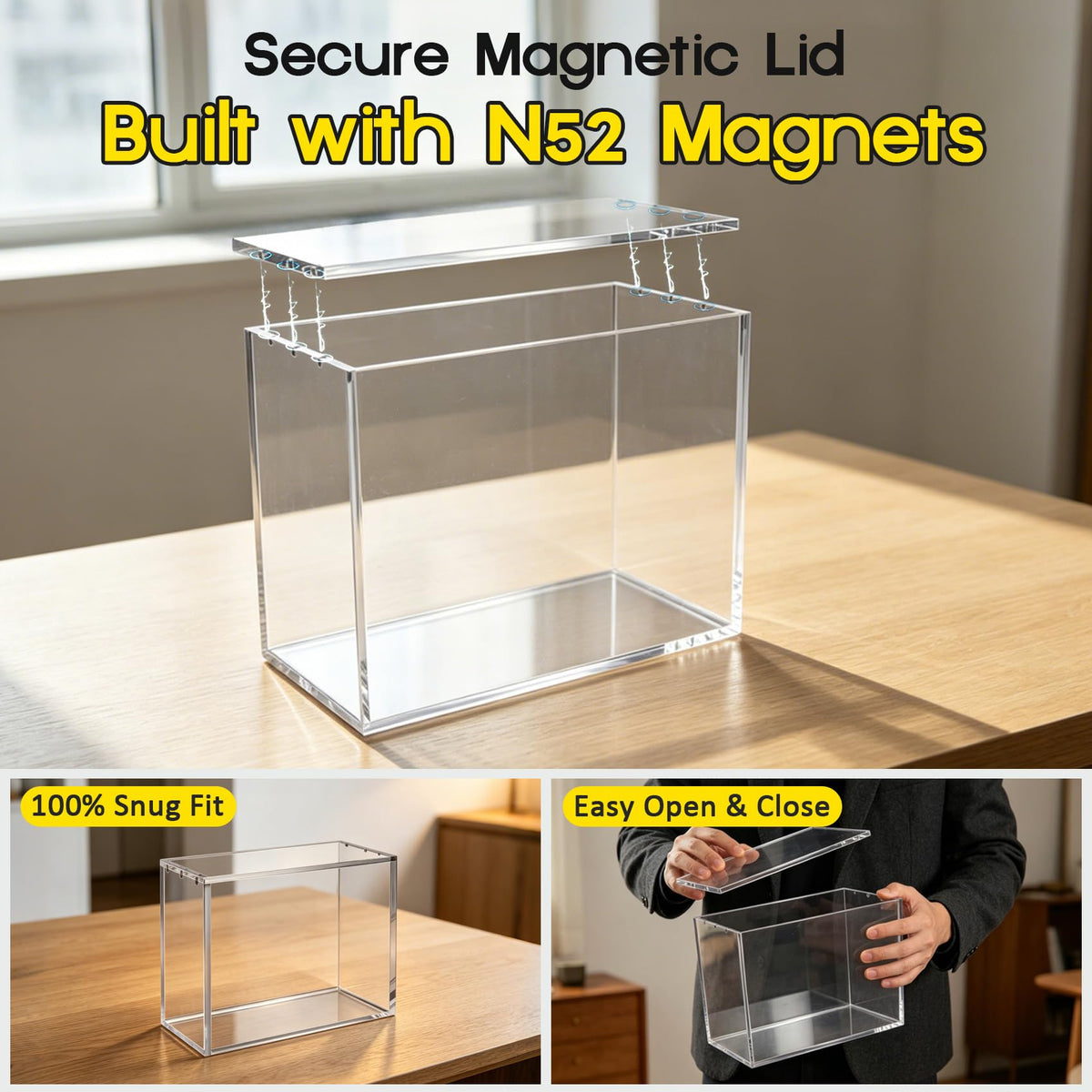2 Pack Clear Acrylic Magnetic Sliding Lid Display Case G446527