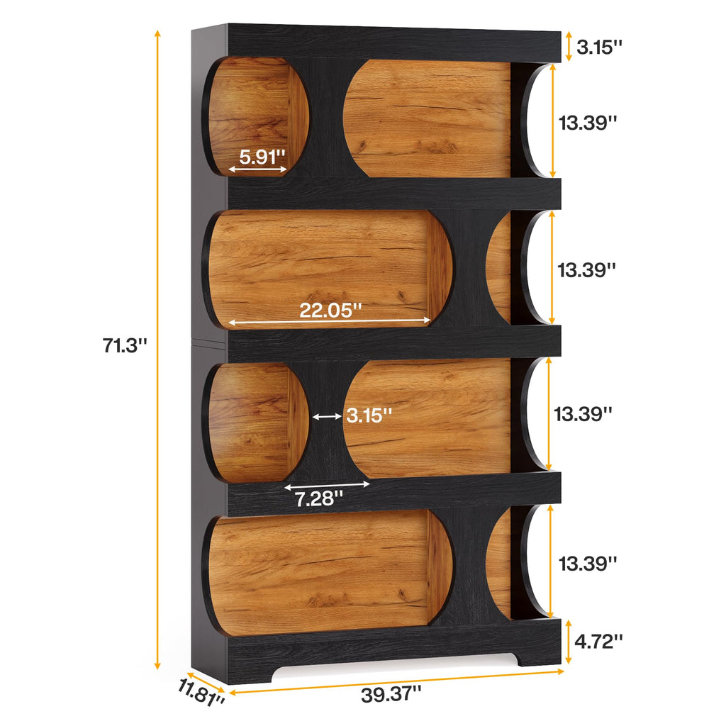 71" Tall 4-Tier S-Shaped Wood Bookcase U3685