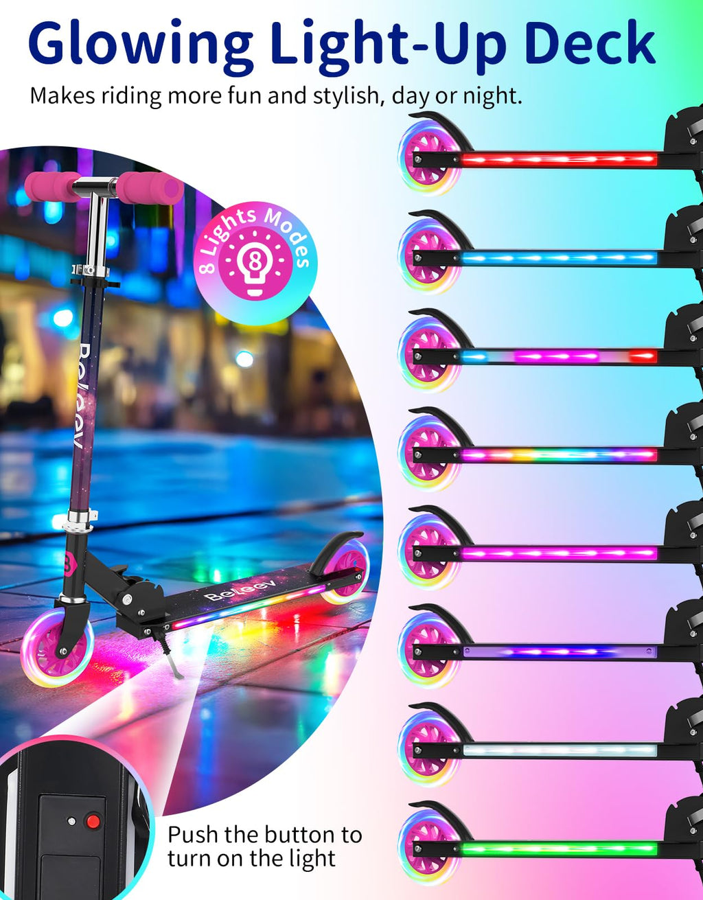 2 Wheel Folding Kick Scooter with Light Up Wheels E299