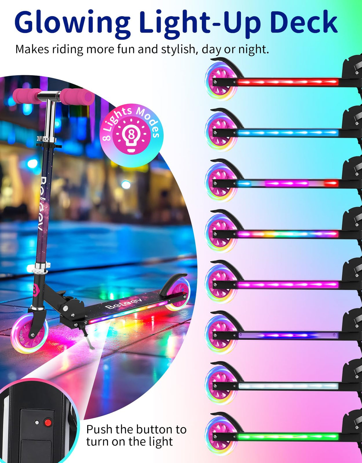 2 Wheel Folding Kick Scooter with Light Up Wheels E299