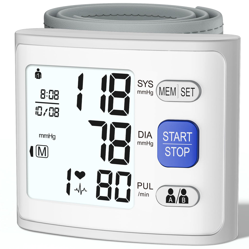Wrist Blood Pressure Monitor LCD Display White B715559
