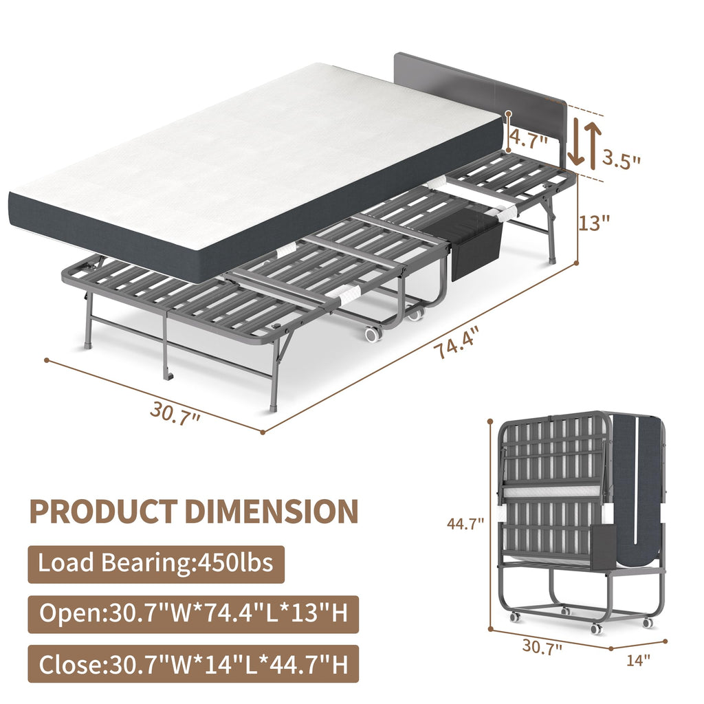 Folding Bed with Mattress & Headboard O443