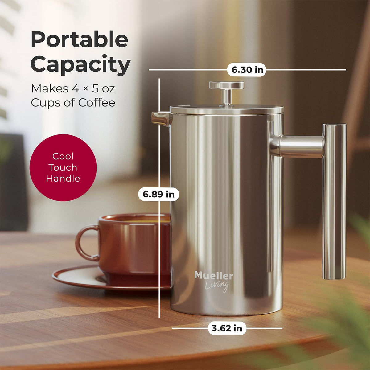 20oz Stainless Steel French Press Coffee Maker O4766