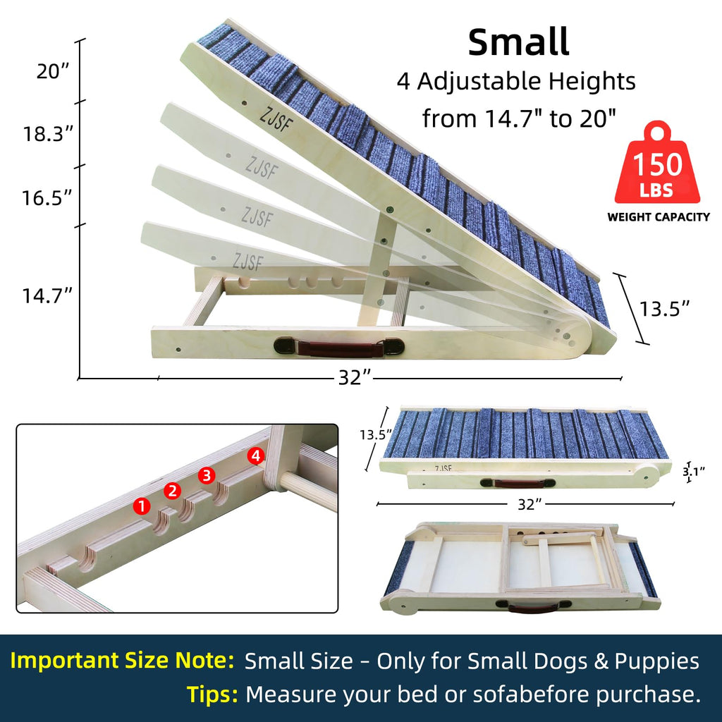 Foldable Wooden Dog Ramp 4 Adjustable Heights B61202