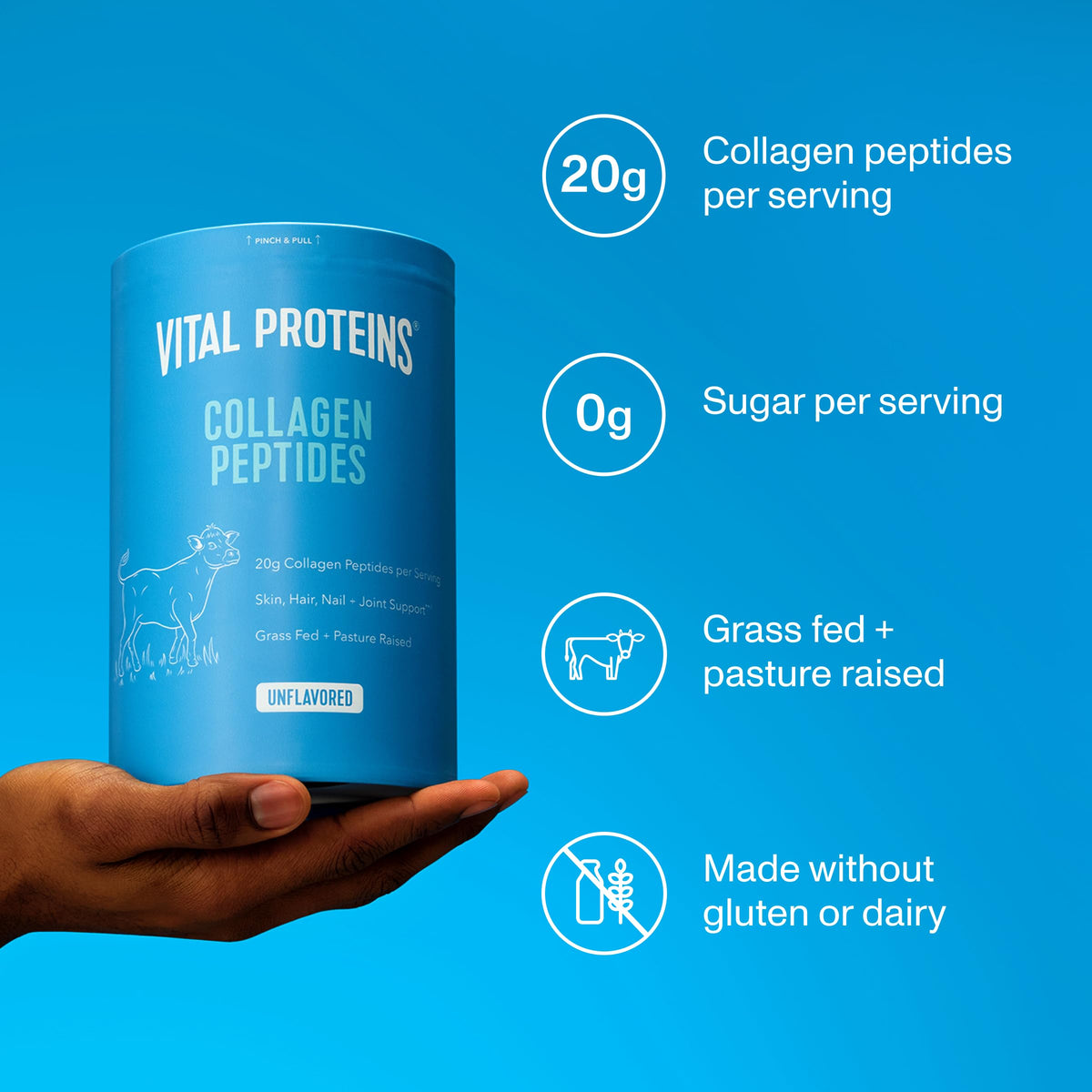 Grass Fed Collagen Peptides Powder, Unflavored, 20oz L7220
