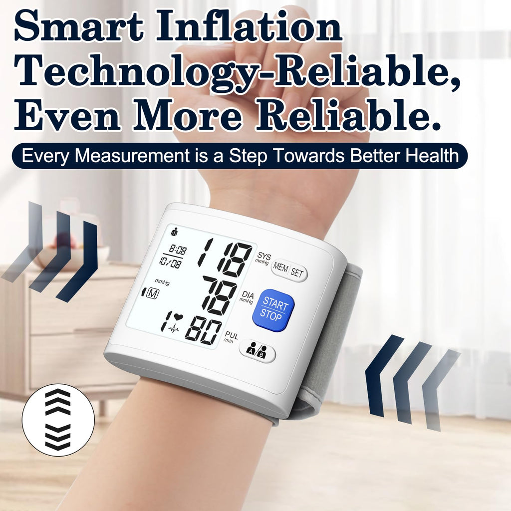 Wrist Blood Pressure Monitor LCD Display White B715559