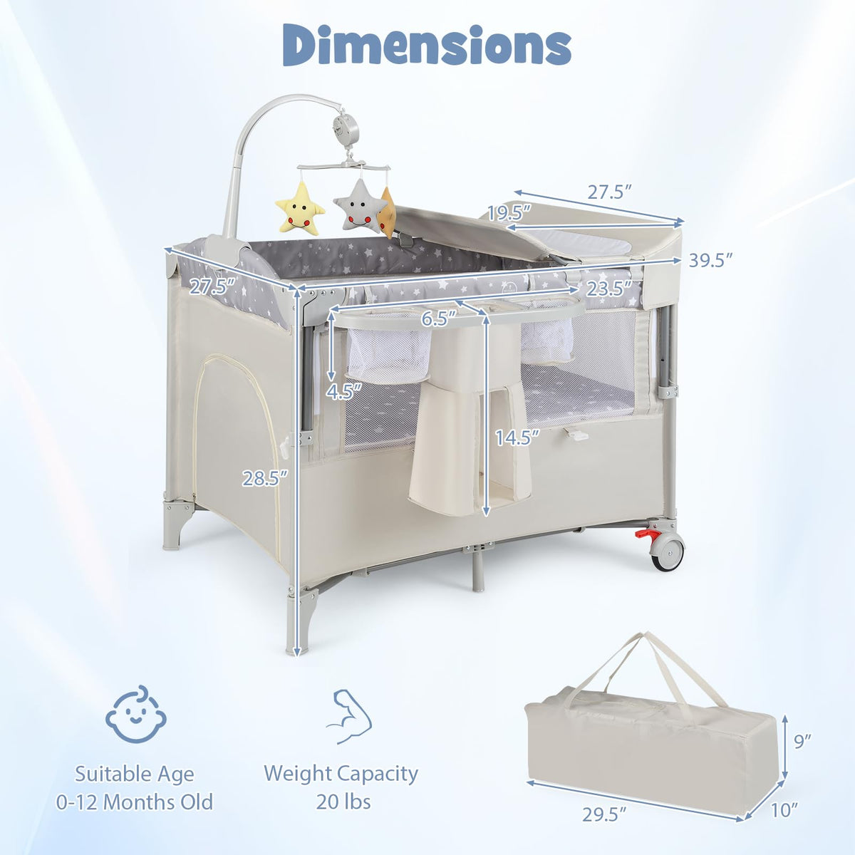 5-in-1 Pack and Play Bassinet Playard P888162
