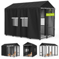 Black Full Coverage Dog Kennel Cover with PVC Window and Mesh L7772