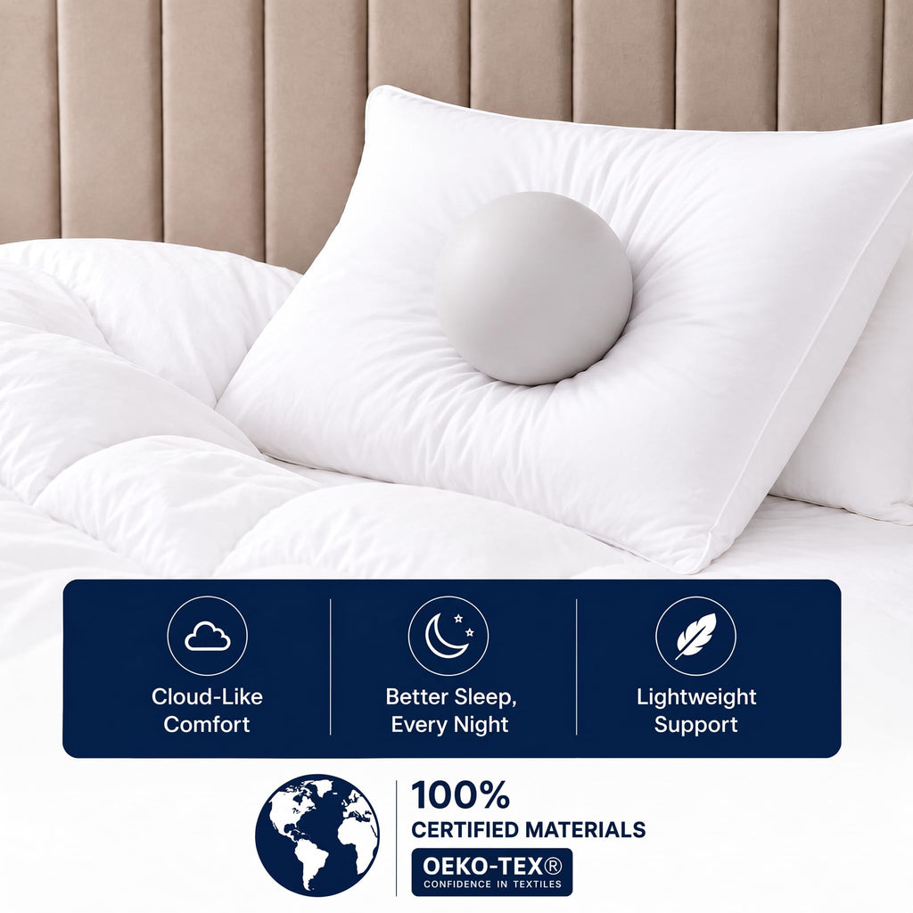 King Size White Microfiber Bed Pillows Set of 2 C7717