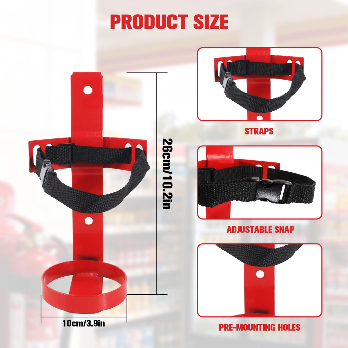 Fire Extinguisher Mount, 2.5LB Adjustable Straps Wall Hanging Holder 2Pcs L502