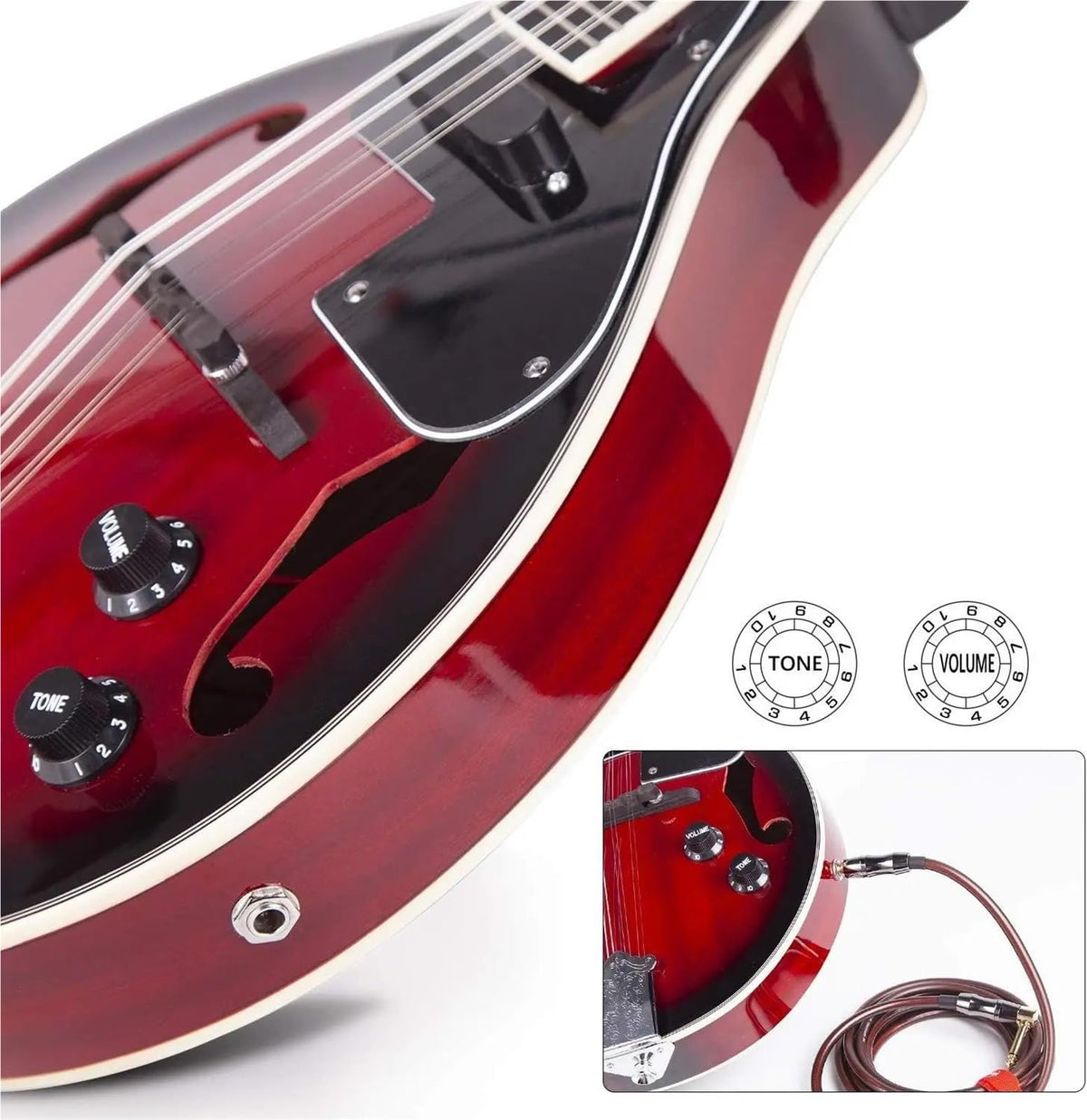 Red Sunburst Mahogany Wood A Style Acoustic Electric Mandolin N3961