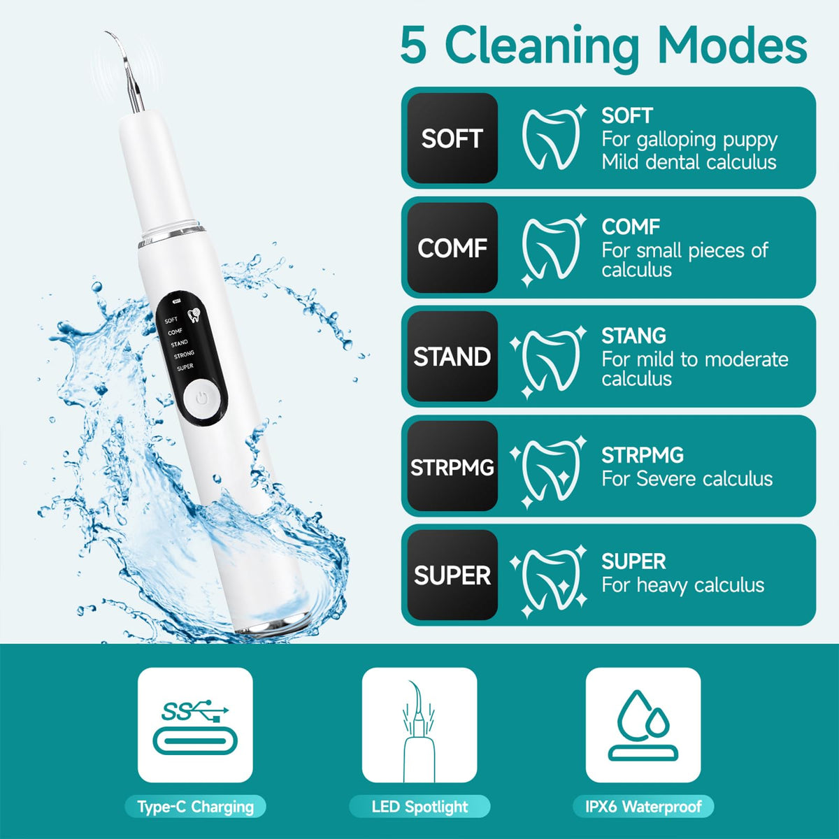 Dog Plaque Remover with LED Light Electric Toothbrush I7885