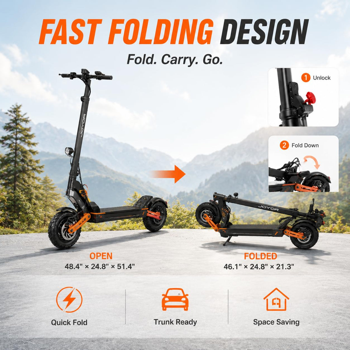 5600W Motor 46 MPH 27Ah Battery 10" Off Road Foldable Electric Scooter W394549