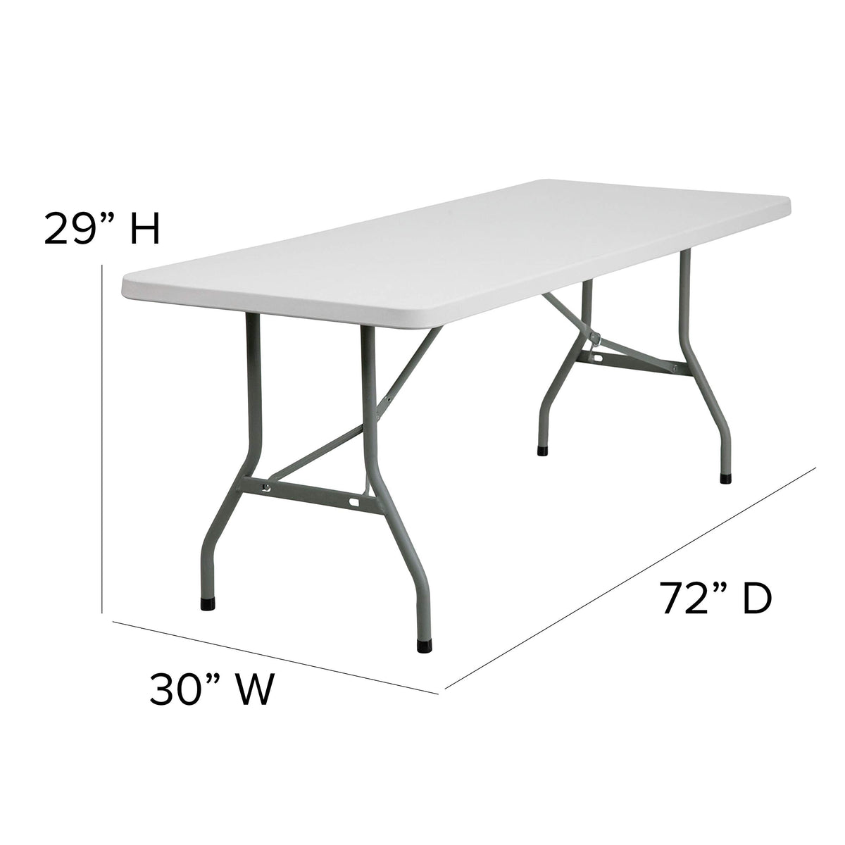 6-Foot White Plastic Folding Table T2957