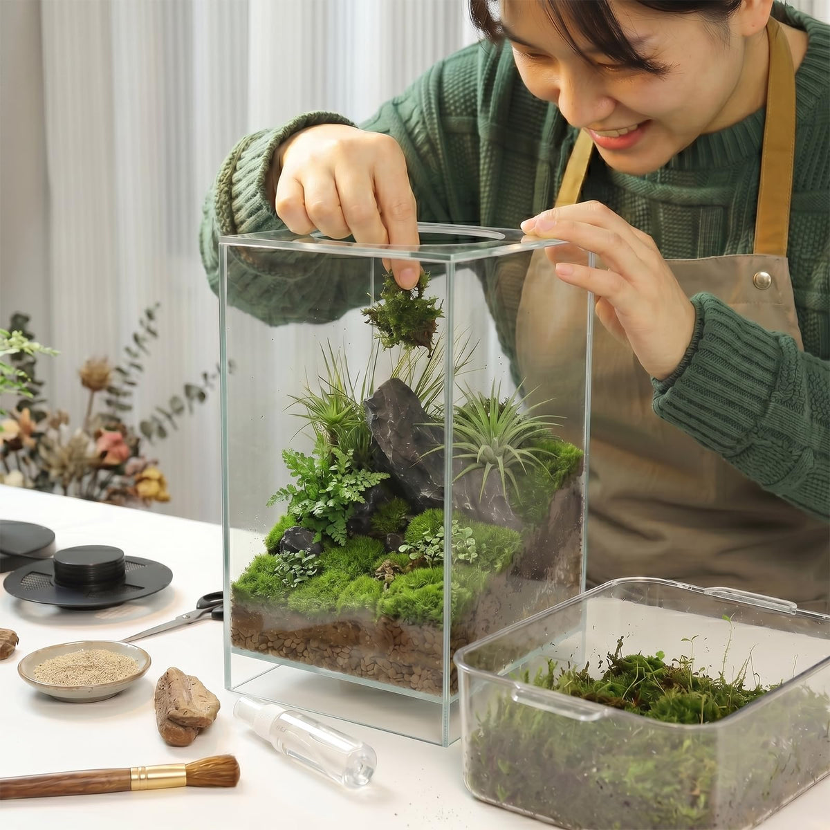Glass Plant Terrarium with Grow Light J7051
