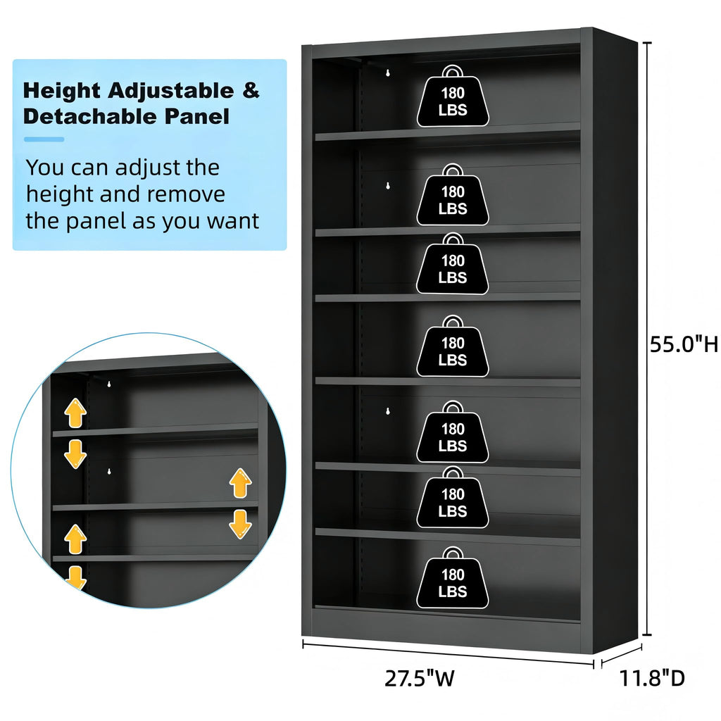 Black 7 Tier Metal Media Storage Cabinet X1090