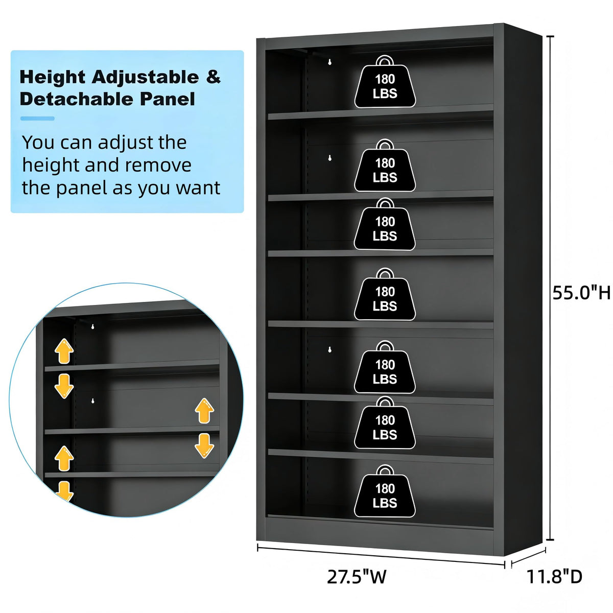 Black 7 Tier Metal Media Storage Cabinet X1090