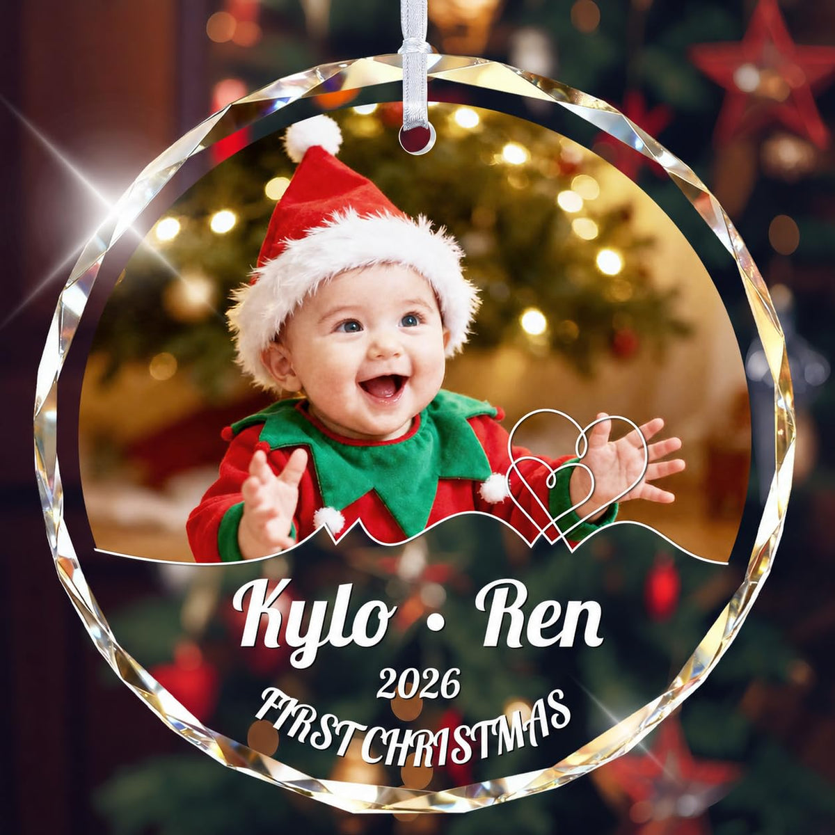 Custom Photo Crystal Glass Christmas Ornament L713968