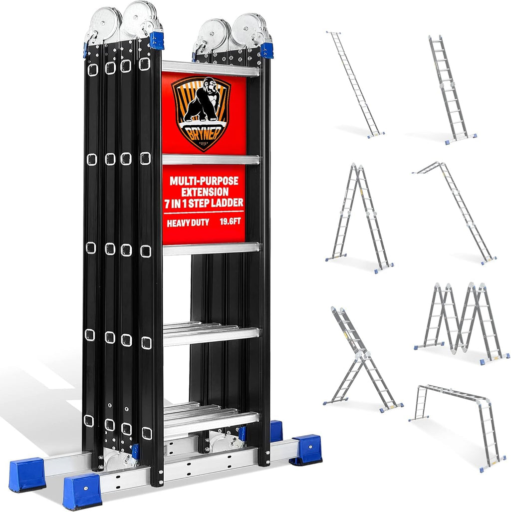 Aluminium 7 in 1 Extension Ladder 19.6Ft 330lbs P92659